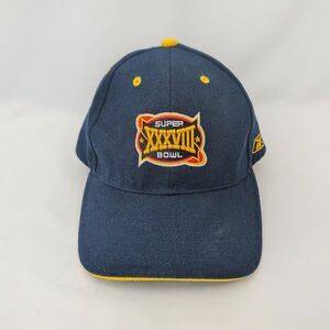Super Bowl XXXVIII Hat Reebok NFL 2004 Houston Adjustable Strapback Cap Blue Vtg